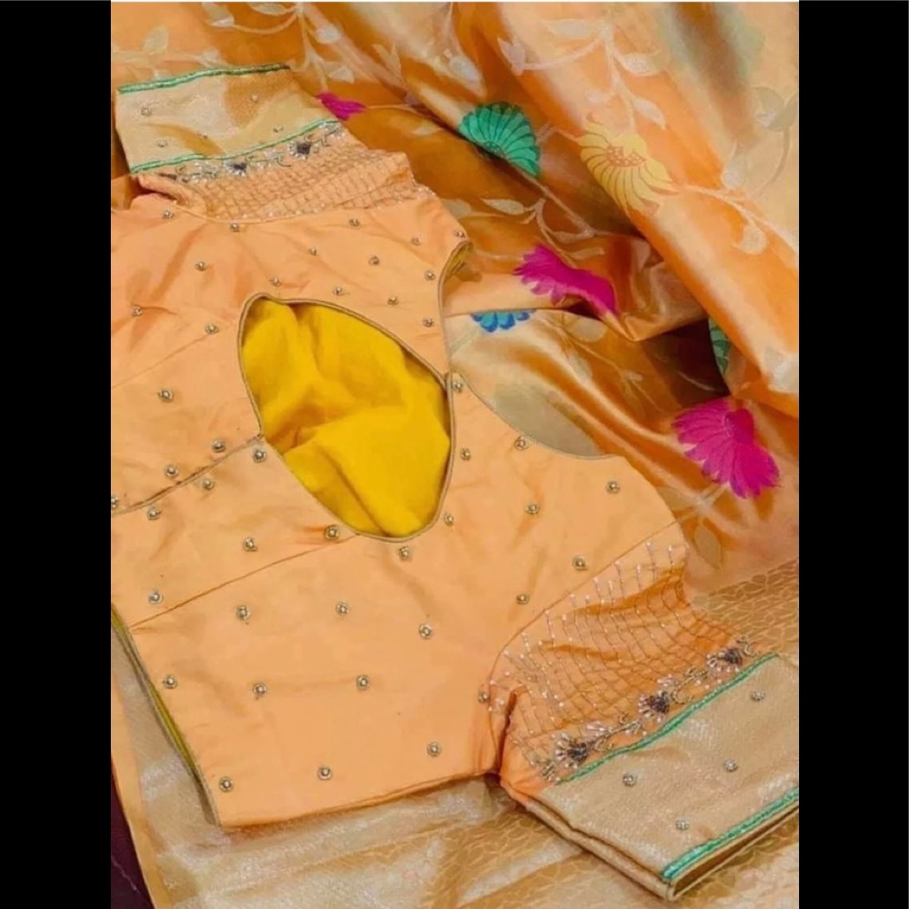 Floral  Silk Saree With Stitched Blouse 42